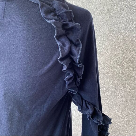 Chaser Womans Long Sleeve Blue Tee Ruffle Sleeve Detail SZ M NWT - Picture 13 of 14